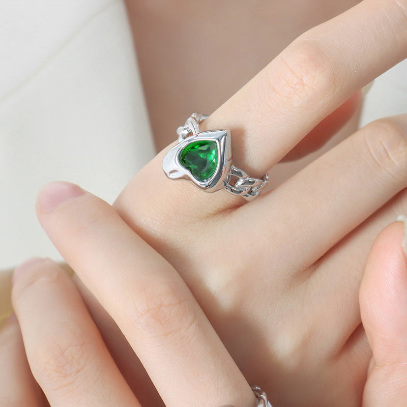 Heart Stone Chain-Link Ring