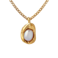 Gold-Tone Freshwater Pearl Cuban Link Pendant Necklace