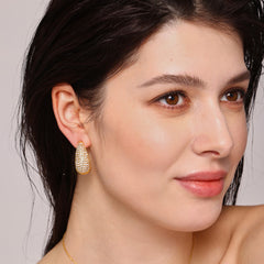 Sparkling Teardrop Earrings or Rectangle Pendant Necklace