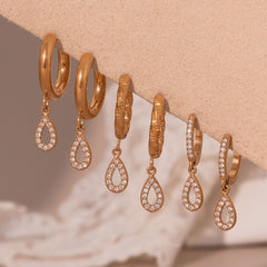Cubic Zirconia Double Loop or Teardrop Earrings