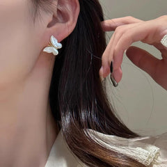 Camille White Mother-of-Pearl Butterfly Stud Earrings