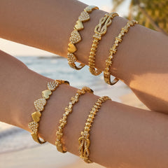 18K Gold-Plated Cubic Zirconia Clasp Bangle Designs