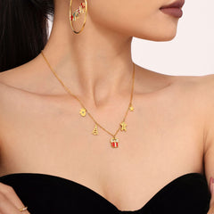 18K Gold-Plated Holiday Gift Charm Necklace