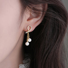 Camille Pearl Pavé Tassel Drop Earrings
