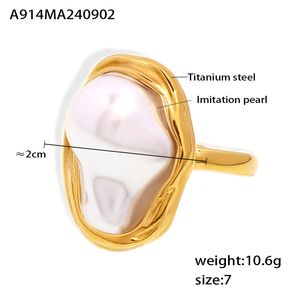 Irregular Faux Pearl Statement Ring