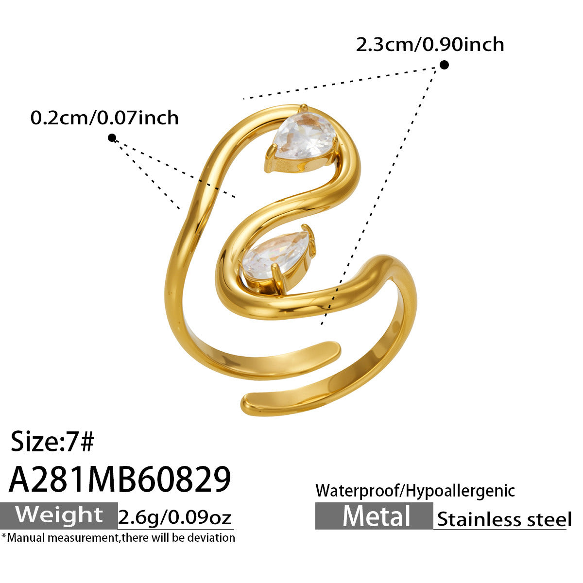 Cubic Zirconia Sculptural Open Rings