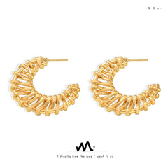 18K Gold-Plated Textured Crescent Earrings