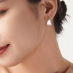 Gold-Tone Sculptural Triangle Stud Earrings