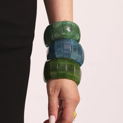 Natural Stone Wide Stretch Bracelet