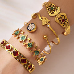18K Gold-Plated Colored Accent Bangle Designs