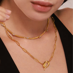 Toggle Chain and Square Cubic Zirconia Necklaces