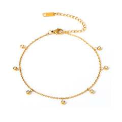 Cubic Zirconia Bead Charm Anklet