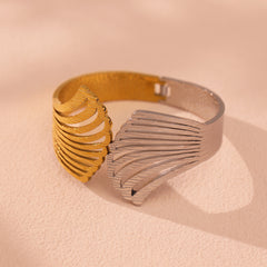 18K Gold-Plated Two-Tone Openwork Cuff Bracelets
