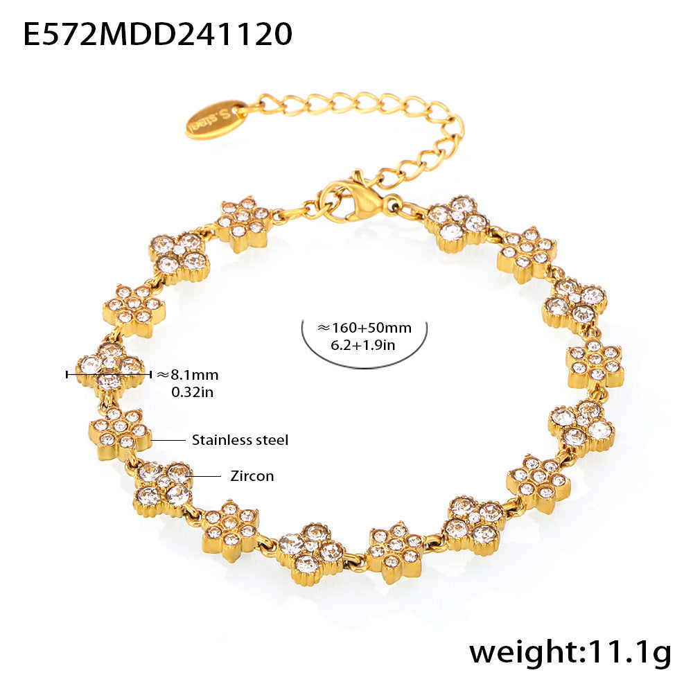 18K Gold-Plated Cubic Zirconia Flower Bracelet