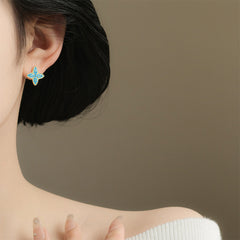 Marielle Vintage-Inspired Turquoise Clover Stud Earrings