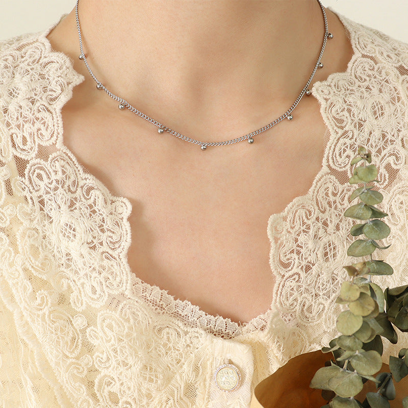 Pearl-Look Bead Station Necklace