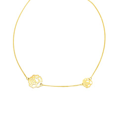 18K Gold-Plated Rose Motif Collar Necklace