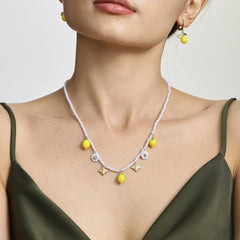 Lemon & Daisy Pearl-Look Necklace & Pendant