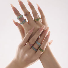 Color Cubic Zirconia Multi-Row Band Ring