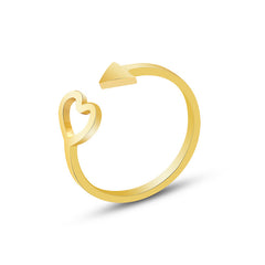 18K Gold-Plated Arrow and Heart Open Ring