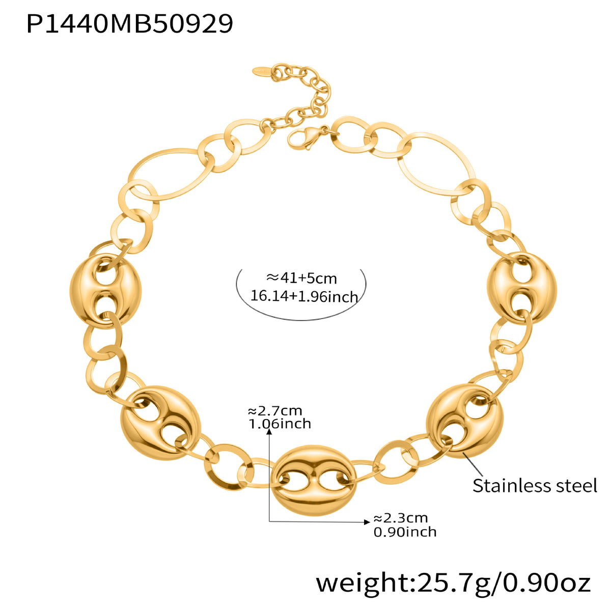 18K Gold-Plated Open Bean-Link Necklace