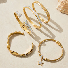 18K Gold-Plated Geometric Cubic Zirconia Cuffs