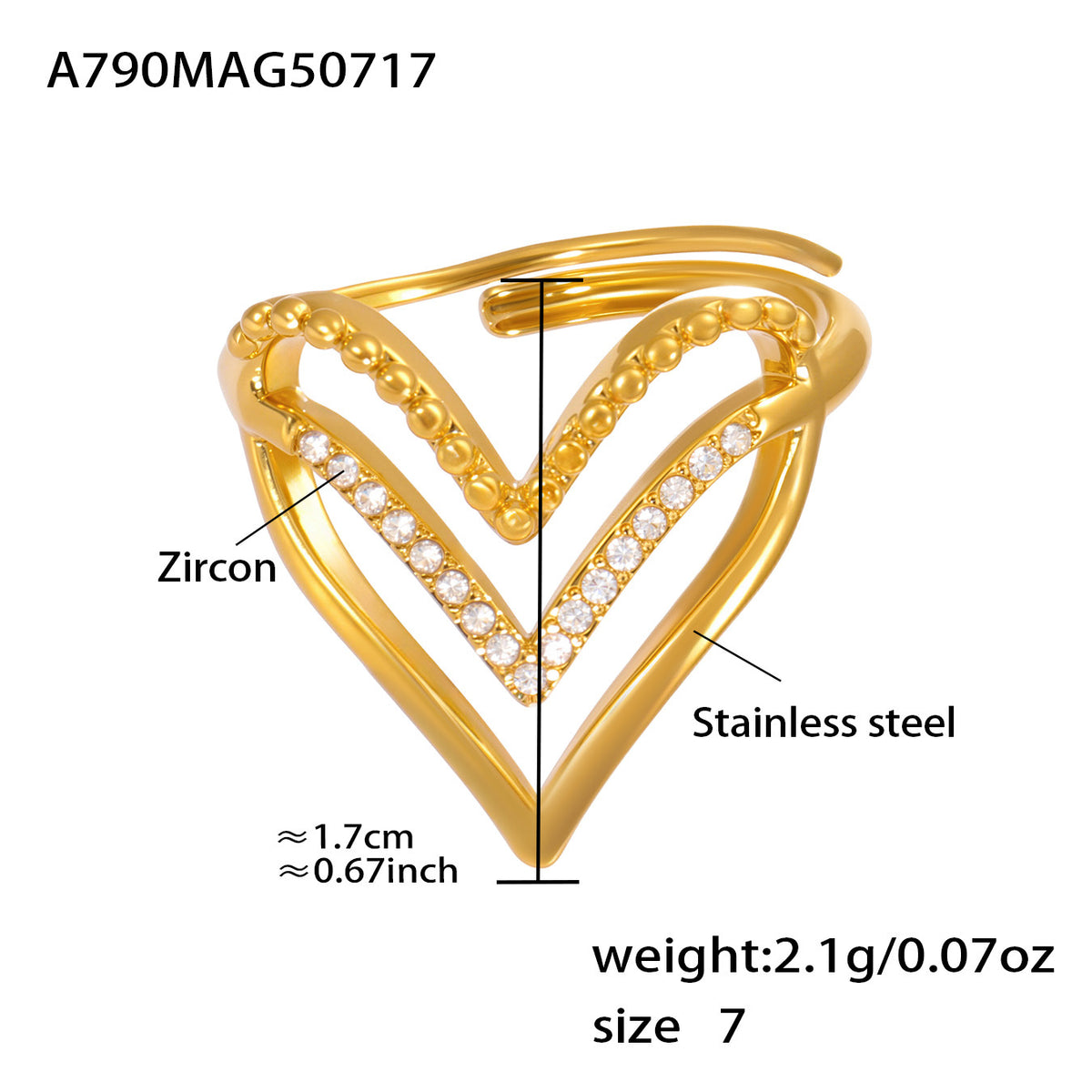Heart or Starburst Cubic Zirconia Open Ring Designs