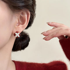 Nadine Vintage-Inspired Enamel Clover Stud Earrings