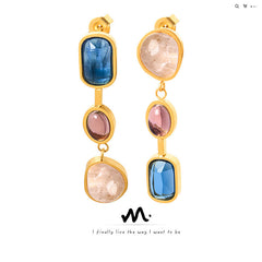 Asymmetric Color Accent Drop Earrings