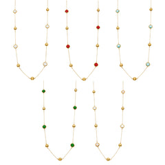 18K Gold-Plated Glass Accent Long Necklace