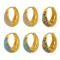 18K Gold-Plated Color Cubic Zirconia Rounded Hoops