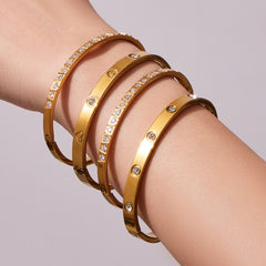 Cubic Zirconia Geometric Clasp Bangle Bracelets