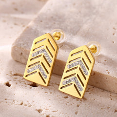 Chevron Cubic Zirconia Stud Earrings