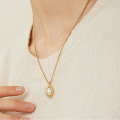 Daphne White Mother-of-Pearl Twisted Pendant Necklace