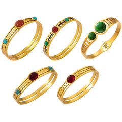 Natural Stone Geometric Statement Bracelets