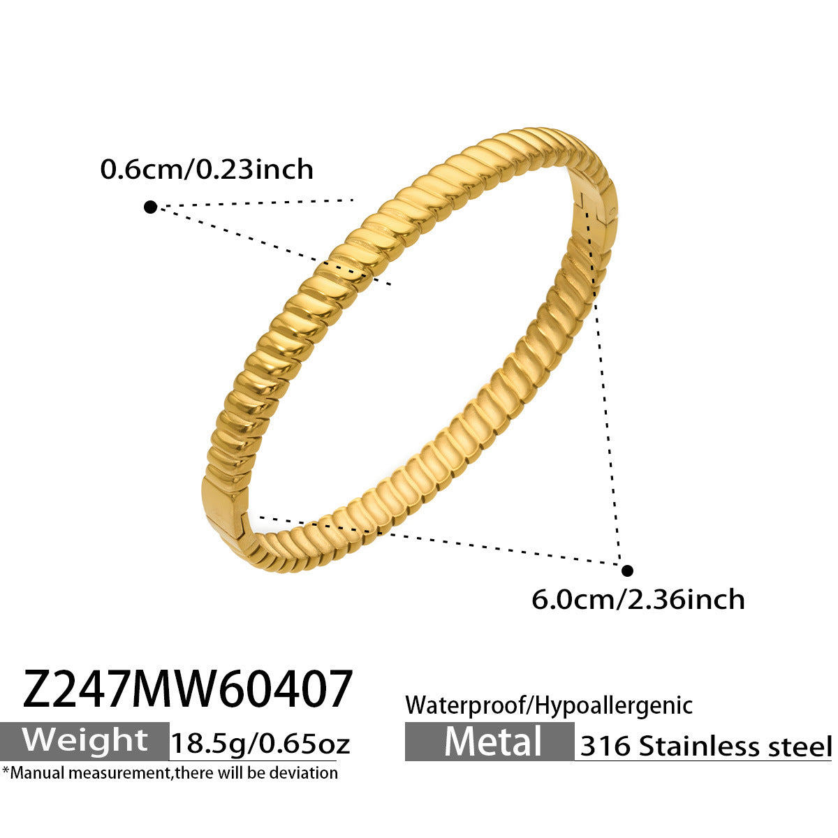 18K Gold-Plated Textured Slim Bangle Designs