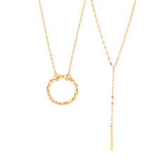 Open Circle or Bar Lariat Necklace