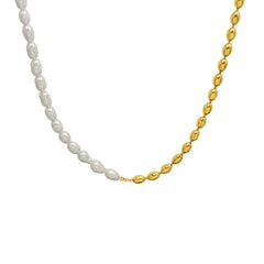 Freshwater Pearl and Oval Link Necklace