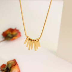 Geometric Bar Fringe Pendant Necklace
