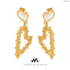 Gold-Tone Heart Openwork Drop Earrings