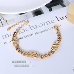 18K Gold-Plated Oval Center-Bar Link Bracelet