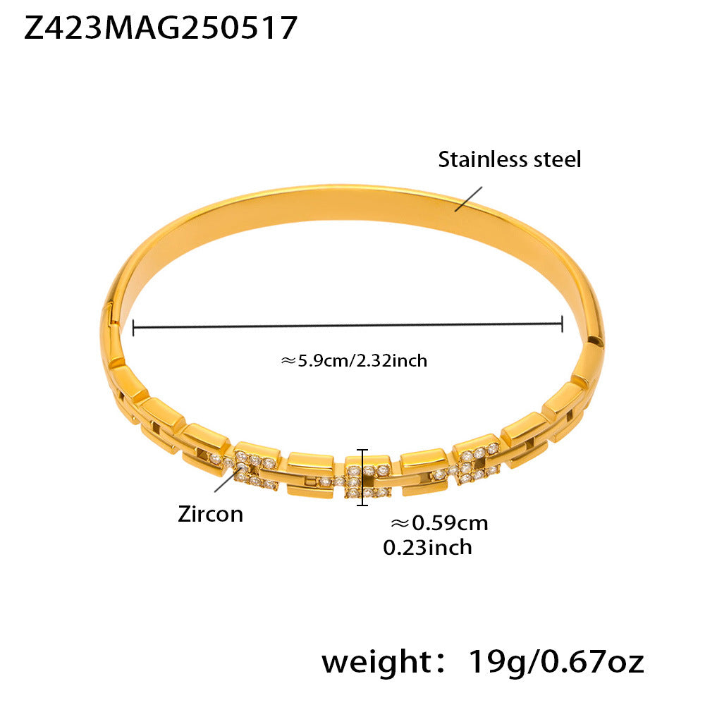Clear or Pink Cubic Zirconia Clasp Bangle