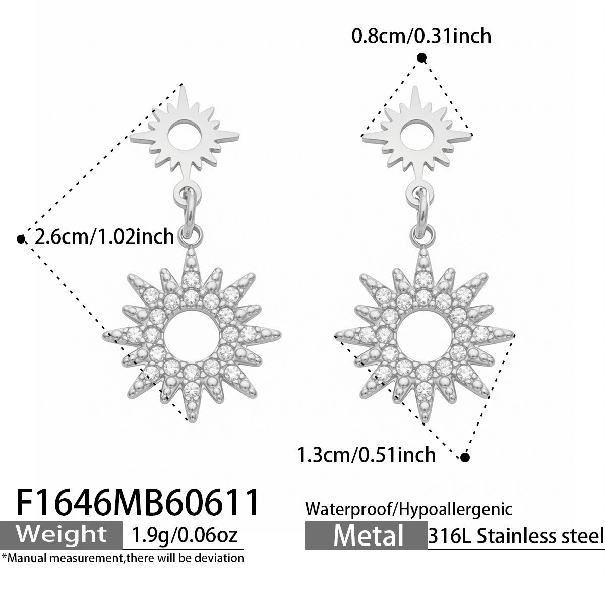 Cubic Zirconia Sunburst Drop Earrings