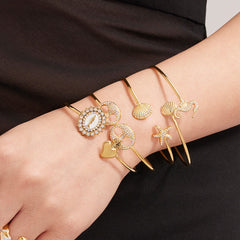 Cubic Zirconia Ocean or Heart Detail Cuff Bracelet