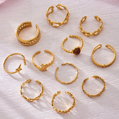 18K Gold-Plated Geometric Open Ring Designs