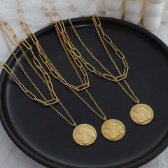 18K Gold-Plated Angel Coin Layered Necklace