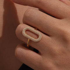 Cubic Zirconia Motif Open Rings