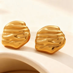 18K Gold-Plated Textured Organic Stud Earrings