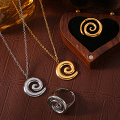 Spiral Pendant Necklace & Open Ring