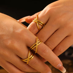 18K Gold-Plated Interwoven Open Ring